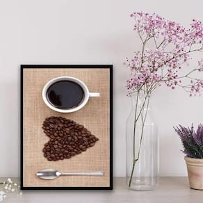 Quadro Decorativo Coffee Lovers 33X24Cm - Com Vidro Preto