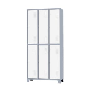 Armário Roupeiro De Aço Para Vestiário 6 Portas Locker Branco
