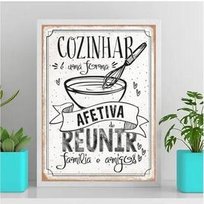 Quadro Decorativo Cozinha Afetiva 24X18Cm - Com Vidro Preta