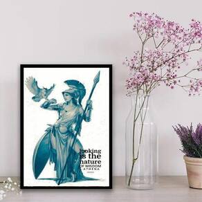 Quadro Deusa Grega Athena 24X18Cm - Com Vidro Preta
