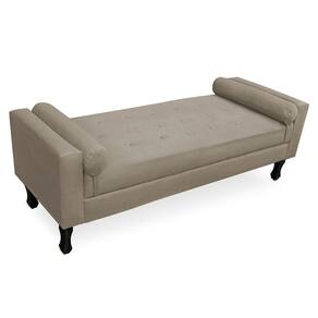 Recamier Baú Namoradeira 195cm Felix Suede Bege - Montanaris Decor