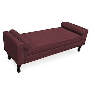 Recamier Baú Namoradeira 160cm Felix Suede Bordô - Montanaris Decor