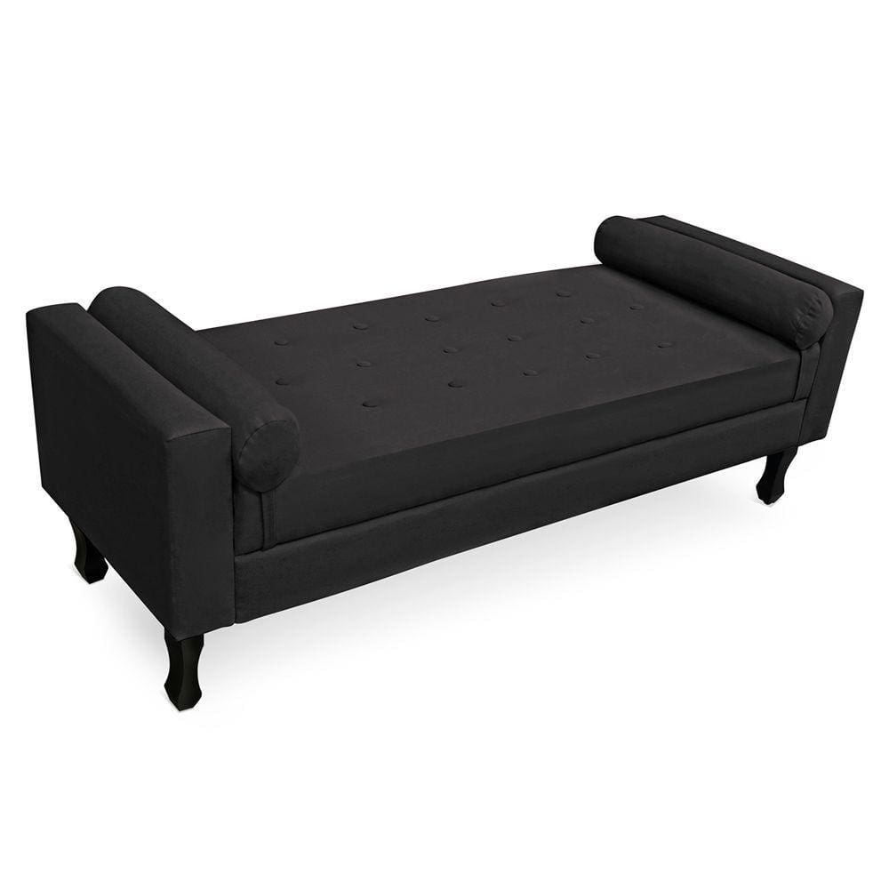 Recamier Baú Namoradeira 160cm Felix Suede Preto - Montanaris Decor