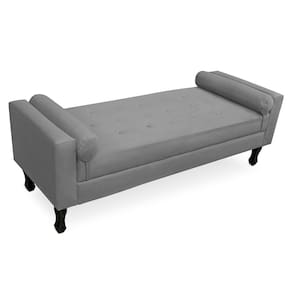 Recamier Baú Namoradeira 140cm Felix Suede Cinza - Montanaris Decor