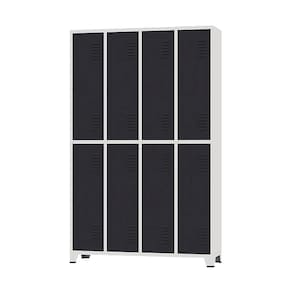 Armário Roupeiro De Aço Vestiário Academia 8 Portas C/ Prateleira Locker Preto