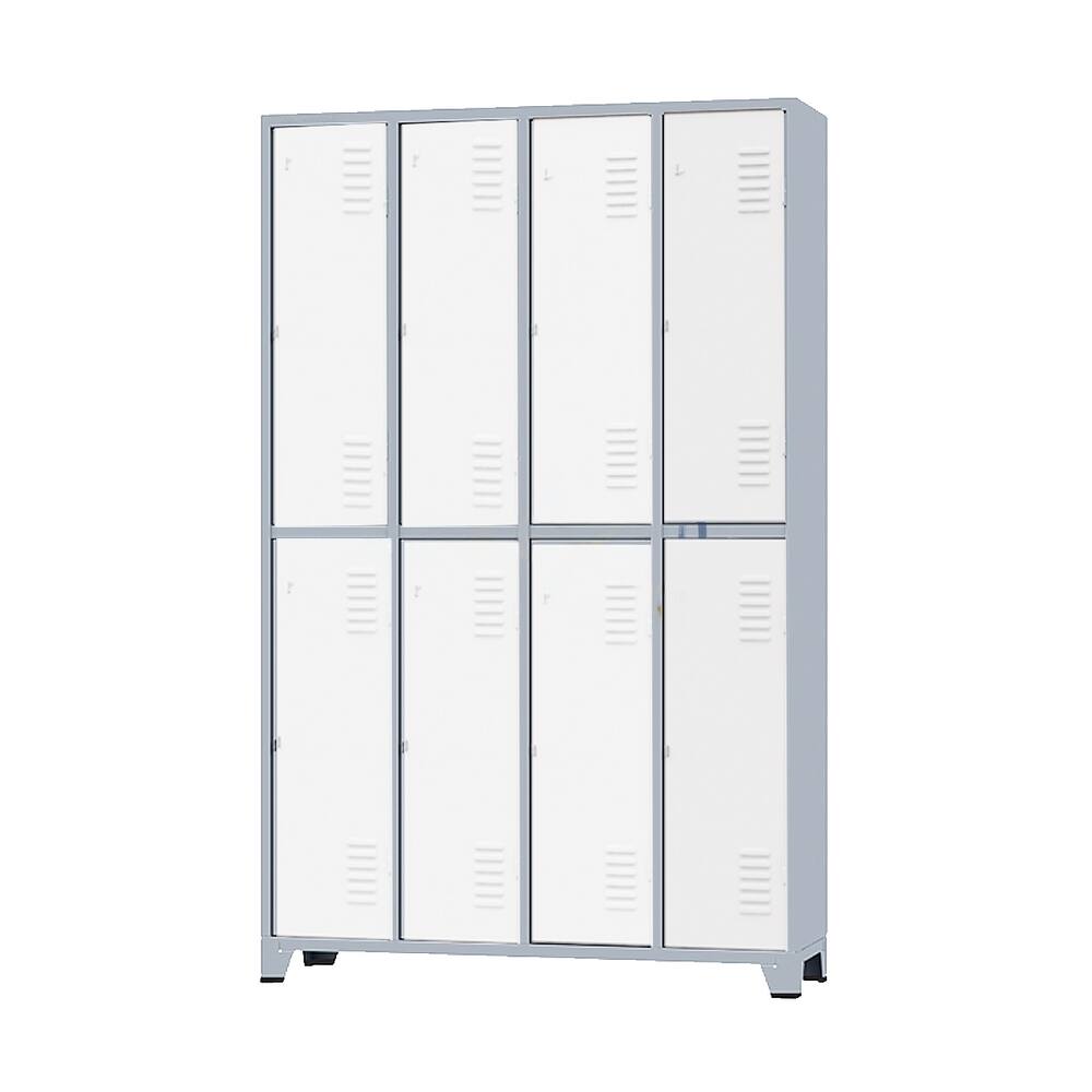 Armário Roupeiro De Aço Para Vestiário 8 Portas Locker Branco