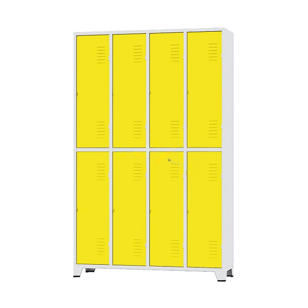 Armário Roupeiro De Aço Para Vestiário 8 Portas Locker Amarelo