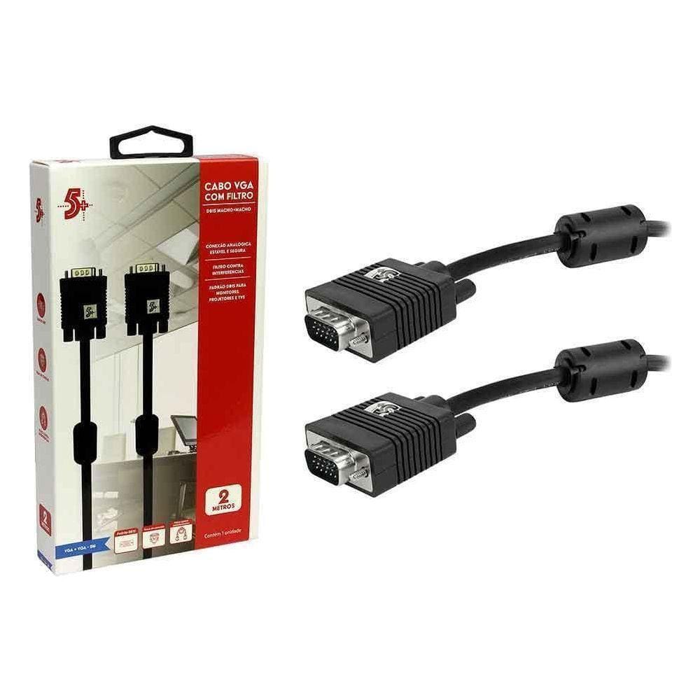 Cabo Vga Macho + Vga Macho Com Filtro 1M Tomate Novo