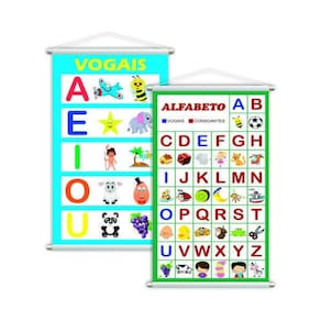 Vogais + Alfabeto Vogais Português Kit 2 Banners Grande