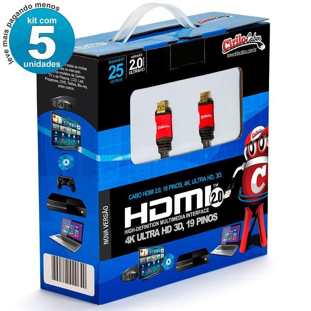 Cabos Hdmi 2.0 4K - 25 Mt Kit 5