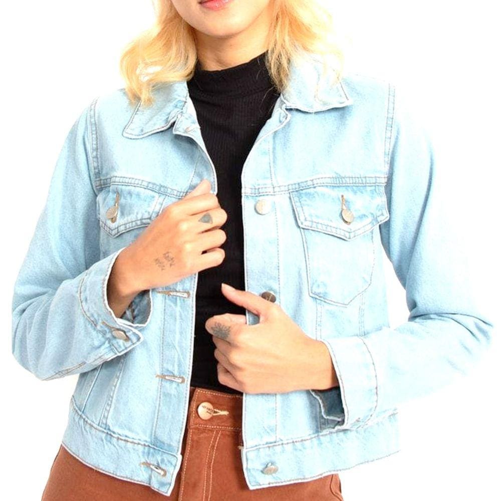 Jaqueta Jeans Média Azul Claro Lady Rock