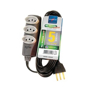 Extensao Tripla PP 3 X 0,75MM 2P+T NBR 5 Metros NO SHOCK Daneva