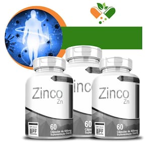 Kit Com 3 Potes Zinco-Quelato 500Mg 60 Cápsulas