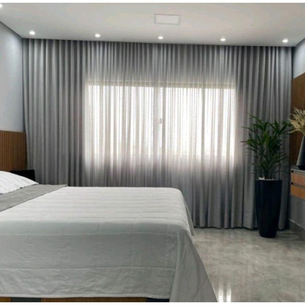 Cortina Trilho Suiço Linho Cinza 6.00 X 2.50