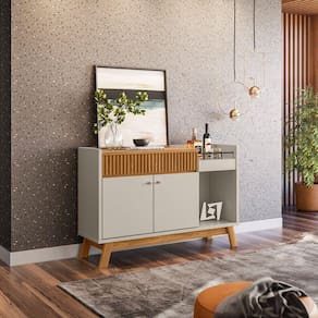Buffet 2 Portas 1 Gaveta 1 Nicho 133cm Lucca Linea Brasil Marrom/Off White