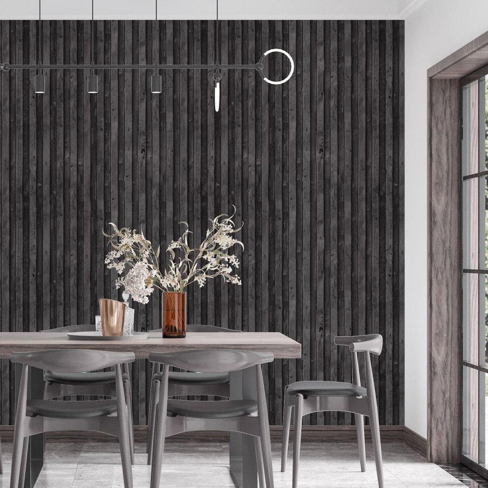 Kit 4 Rolos Papel De Parede Adesivo Contêiner Preto 3,0M