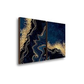 Quadros Decorativo Kit Dupla Abstrato Mármore Azul E Dourado