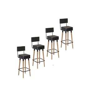 Kit 4 Banquetas Altas Estofadas Florença Preta - Adz