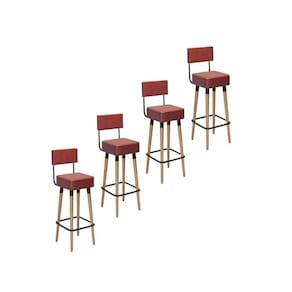 Kit 4 Banquetas Altas Estofadas Florença Telha - Adz