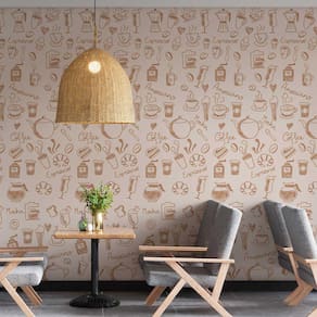 Kit 4 Rolos Papel De Parede Adesivo Coffee Shop 3,0M