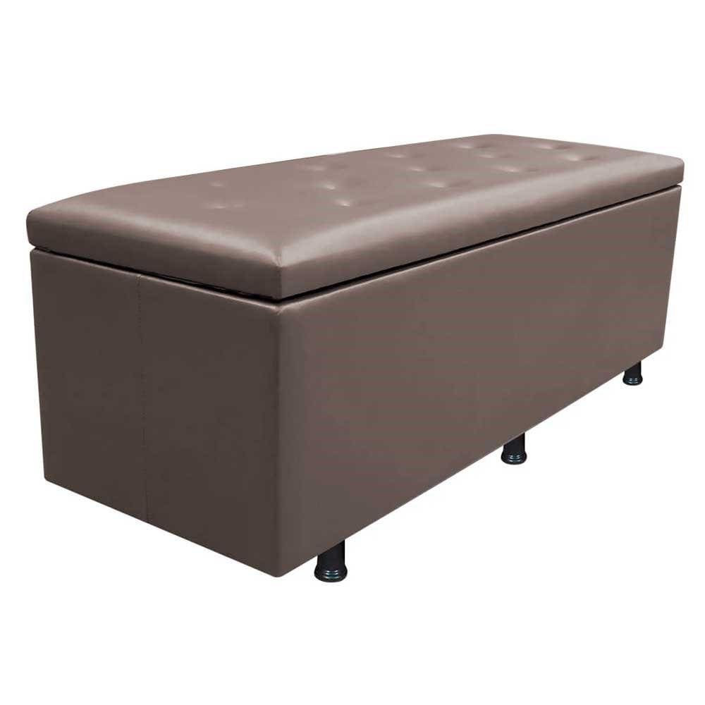 Calçadeira Baú Casal 140cm Estofada Liz S05 Sintético Marrom - Mpozenato