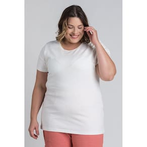 Baby Look Feminina Plus Size Decote Redondo Manga Curta - Serena