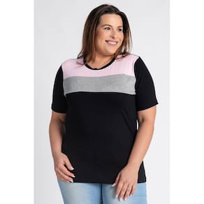 Blusa Feminina Plus Size Visco Tricolor - Serena