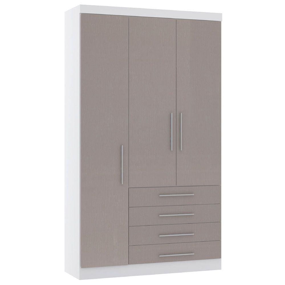 Guarda Roupa Modulado 132cm 3 Portas e 4 Gavetas Alpes Luciane Móveis