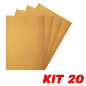 Kit 20 Lixa Folha Grão 220 Madeira Porta Acabamento 27X22Cm