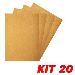 Kit 20 Lixa Folha Grão 220 Madeira Porta Acabamento 27X22Cm