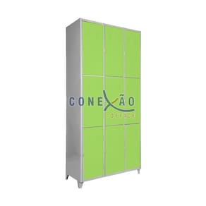 Armário Roupeiro De Aço Vestiário Academia 9 Portas Verde