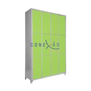 Armário Roupeiro Locker De Aço 12 Portas Vestiário Verde