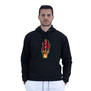 Moletom Masculino Algodao Confortavel Estampa Sorvete De Polvo Bolso Canguru Capuz Ajustavel