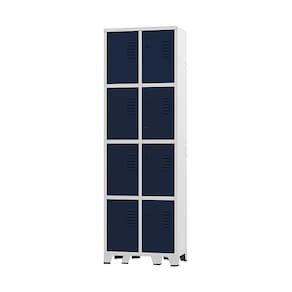 Armário Roupeiro De Aço Para Vestiário 8 Portas Locker Azul Marinho