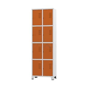 Armário Roupeiro De Aço Para Vestiário 8 Portas Locker Laranja