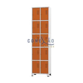 Armário Roupeiro De Aço 10 Portas Para Vestiário Laranja