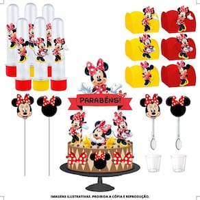 Kit Festa #kf Minnie Vermelha Forminha Tubete Topper