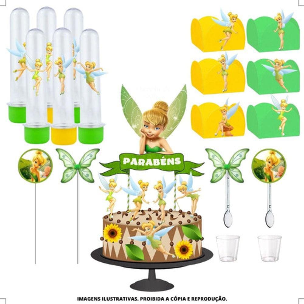 Kit Festa #kf Tinker Bell Sininho Forminha Tubete Topper