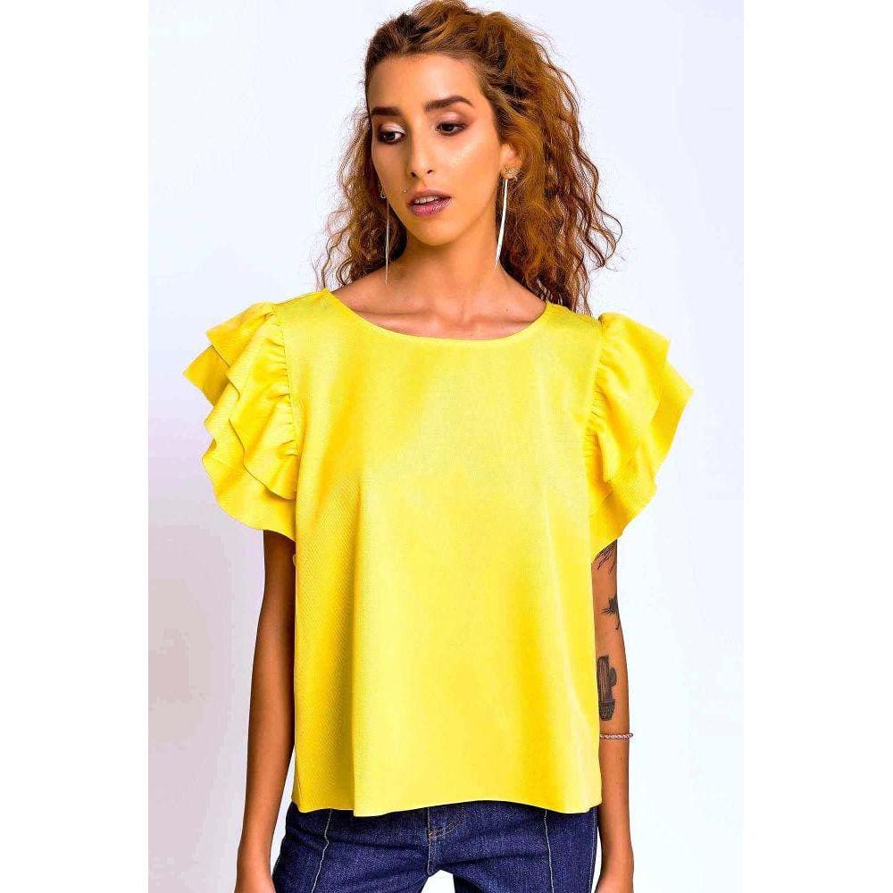 Blusa Mangas De Babados Tricoline