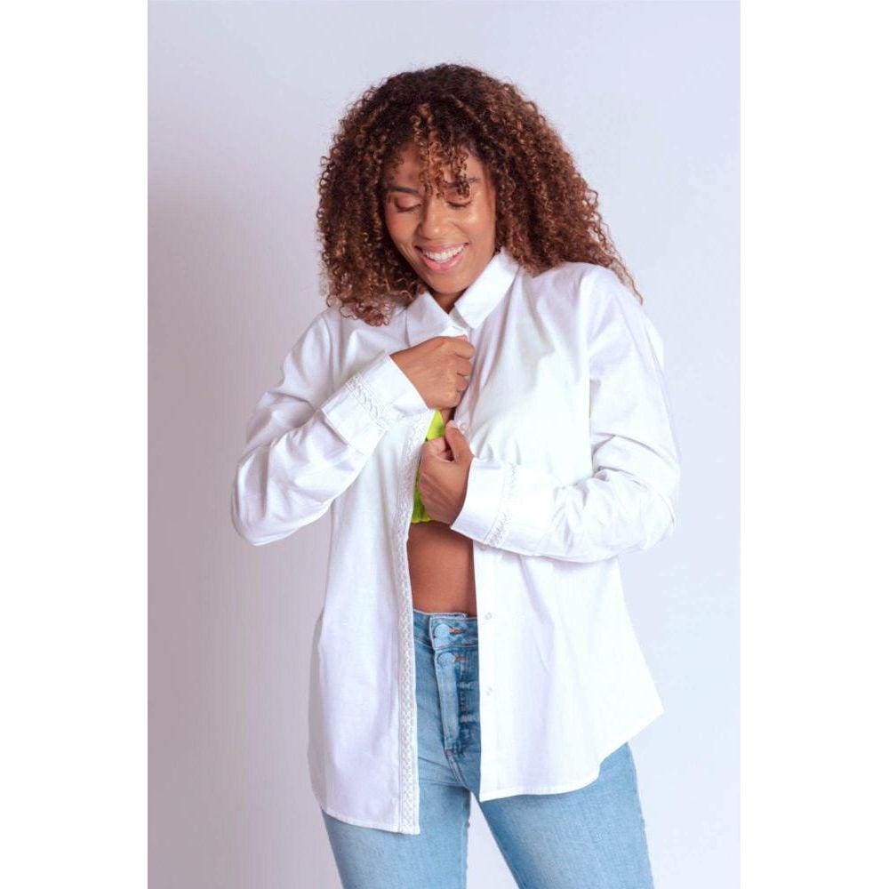 Camisa Mangas Longas Renda Punho