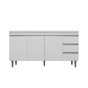 Balcão de Cozinha para Pia Andréia 150cm Branco S/ Tampo - AJL Móveis