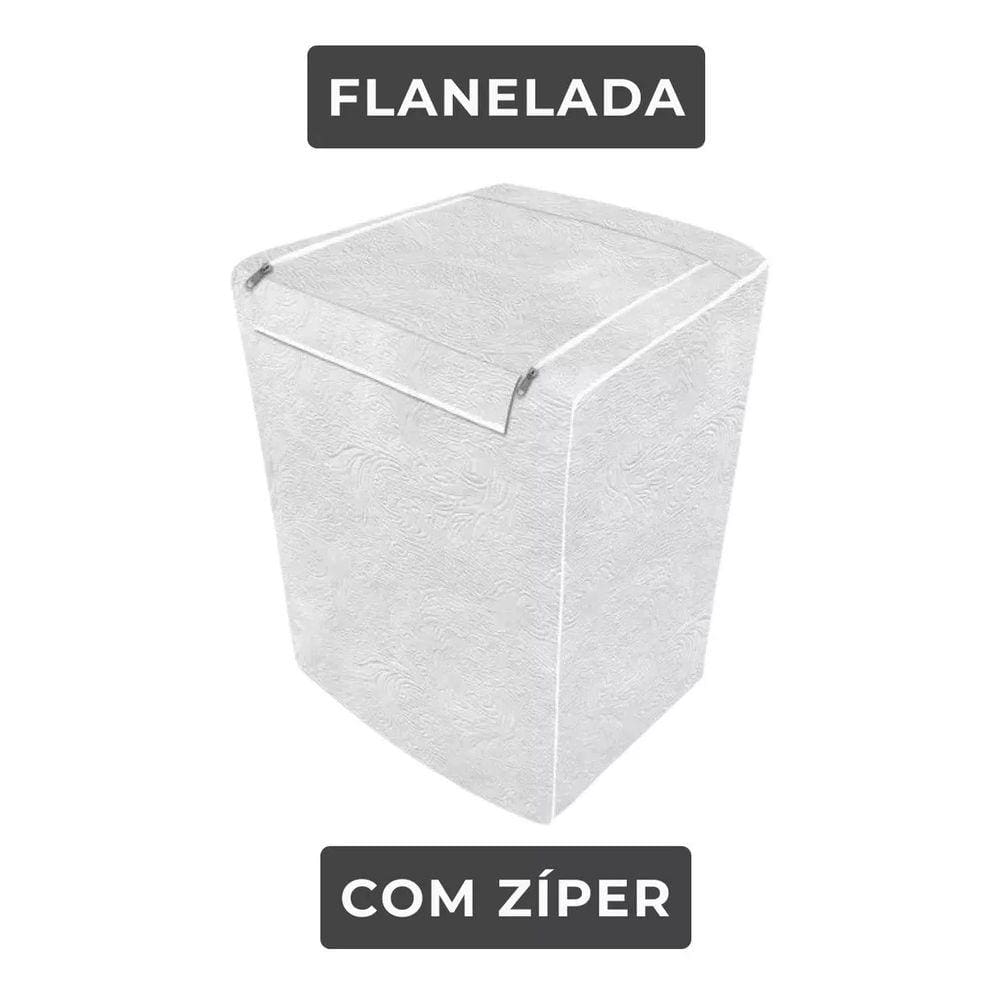 Capa de Máquina de Lavar Electrolux Brastemp 7kg 8kg 9kg 10kg P com Zíper Branca