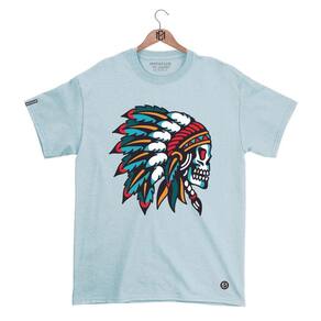 Camiseta DBL Gola Redonda Estampa CAVEIRA 2 Streetwear fio 30.1 Penteado.