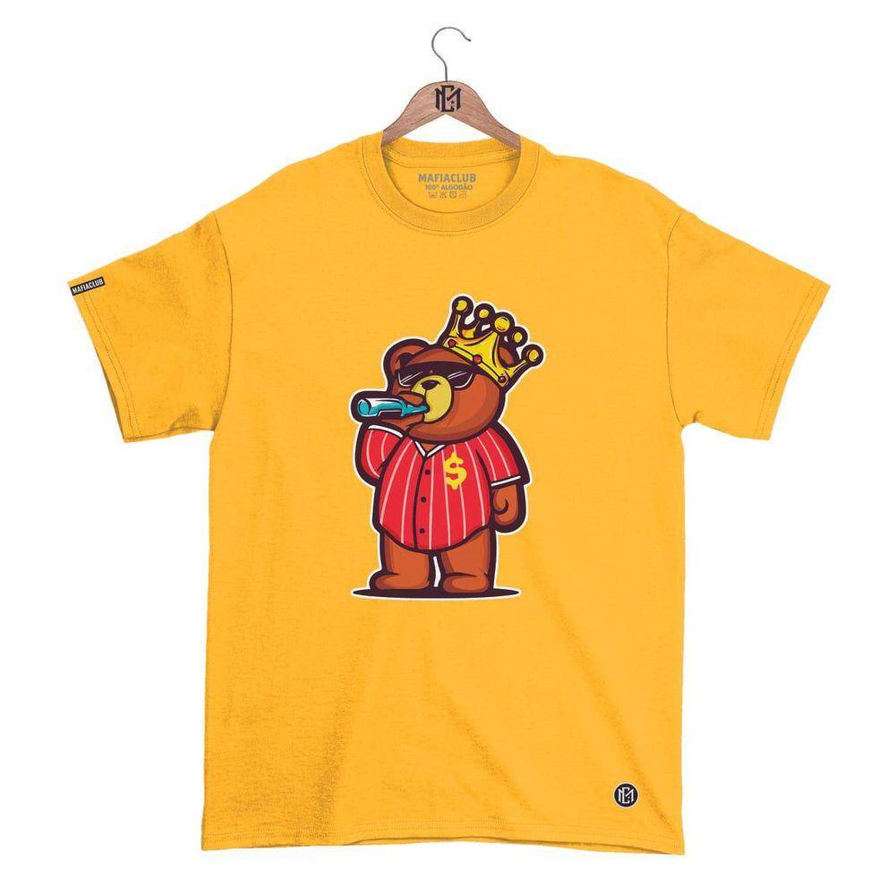 Camiseta Gola Redonda MáfiaClub URSO OSTENTANDO Streetwear fio 30.1 Penteado.