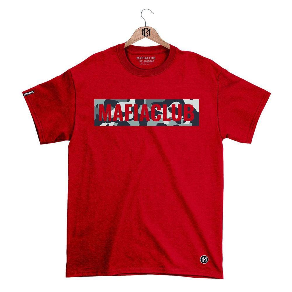 Camiseta Mafia Club Gola Redonda Estampa Camuflada Streetwear fio 30.1 Penteado