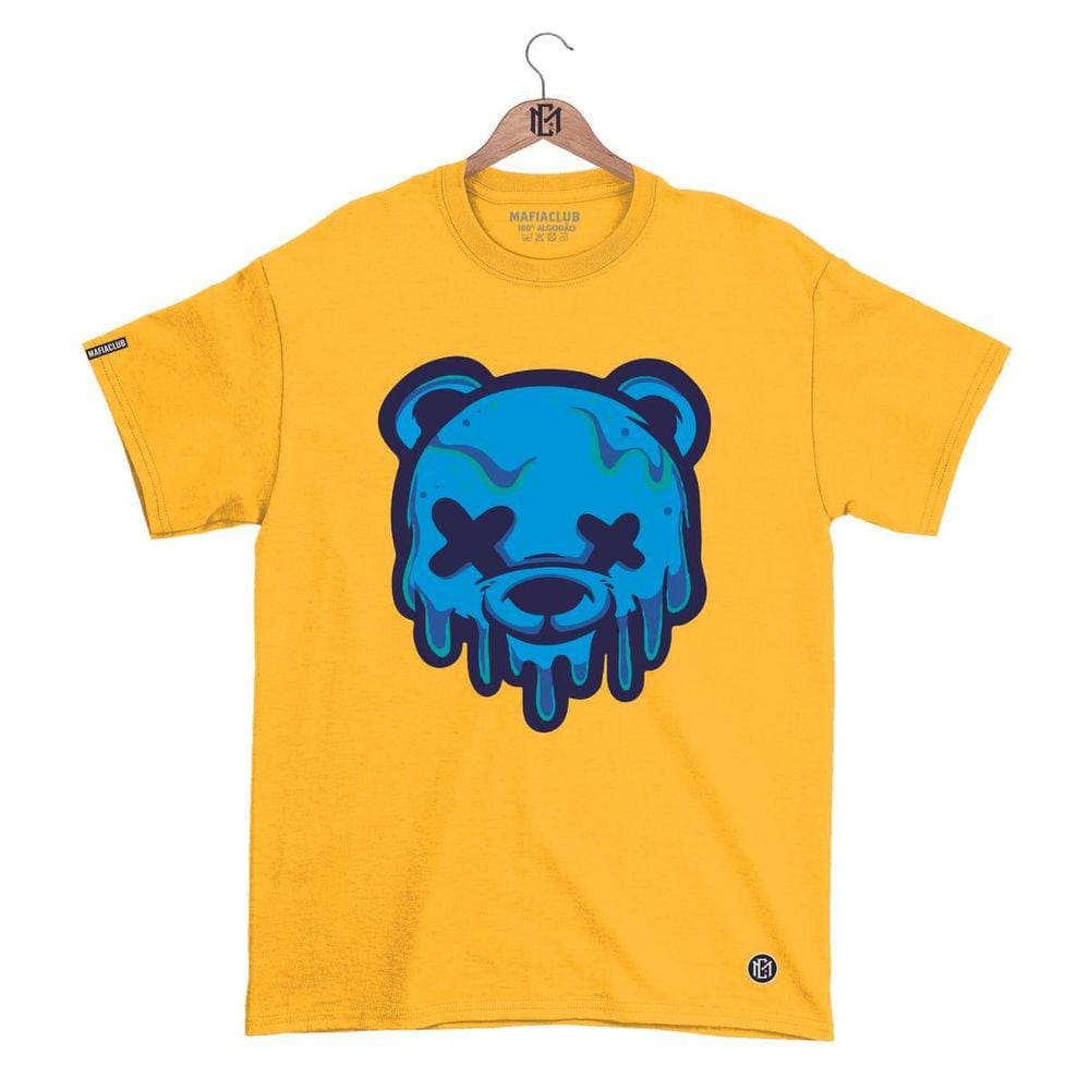 Camiseta Máfia club Gola Redonda Estampa URSO XX 2 Streetwear fio 30.1 Penteado.
