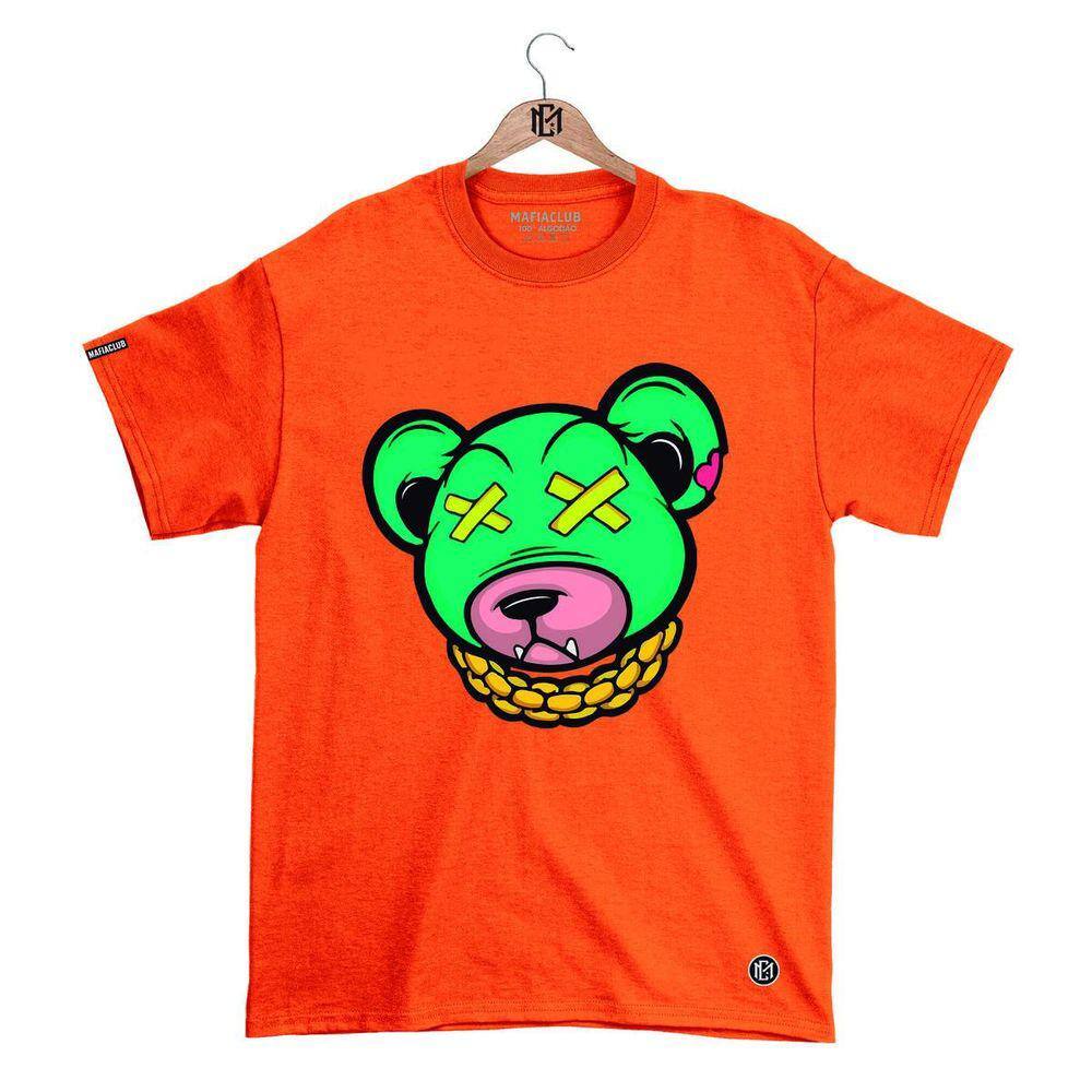 Camiseta Máfia club Gola Redonda Estampa URSO XX 3 Streetwear fio 30.1 Penteado.