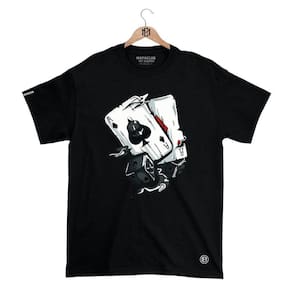 Camiseta Mafiaclub Gola Redonda Estampa BARALHO Streetwear fio 30.1 Penteado.
