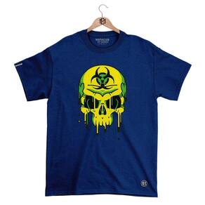 Camiseta Mafiaclub Gola Redonda Estampa CAVEIRA RADIOATIVA Streetwear fio 30.1 Penteado