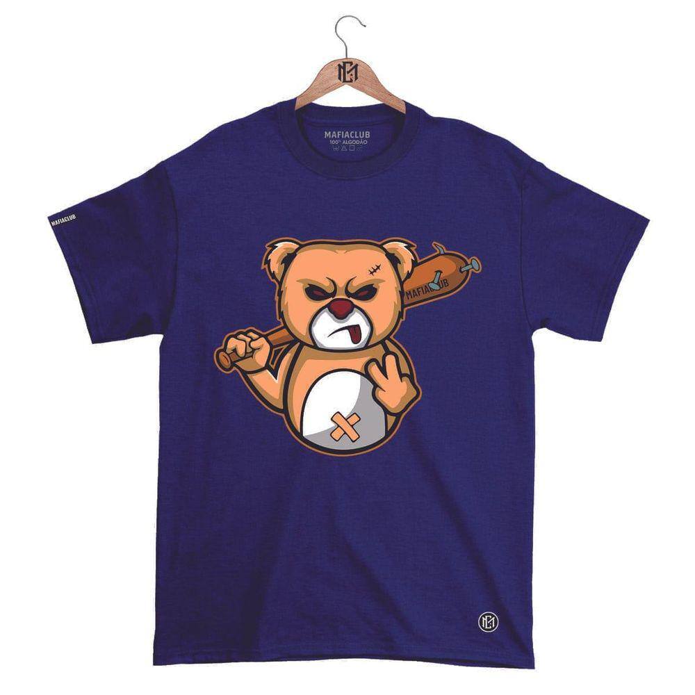 Camiseta Máfiaclub Gola Redonda Estampa URSO BRABO Streetwear fio 30.1 Penteado.